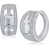 Kenneth Jay Lane Cubic Zirconia Triple Row Hoop Earrings