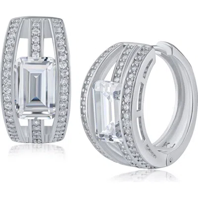 Kenneth Jay Lane Cubic Zirconia Triple Row Hoop Earrings