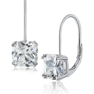 Kenneth Jay Lane Cushion Cubic Zirconia Drop Earrings In Clear/silver