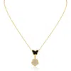Kenneth Jay Lane Cz By  Cz Pavé Butterfly & Clover Drop Pendant Necklace In Black/gold