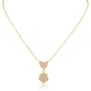 Kenneth Jay Lane Cz By  Cz Pavé Butterfly & Clover Drop Pendant Necklace In Pink/gold