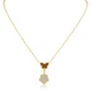 Kenneth Jay Lane Cz By  Cz Pavé Butterfly & Clover Drop Pendant Necklace In Tiger Eye/gold