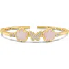 Kenneth Jay Lane Cz By  Cz Pavé Butterfly & Clover Flex Bracelet In Pink/gold