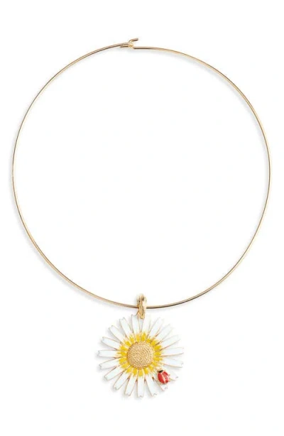 Kenneth Jay Lane Daisy Wire Necklace In White