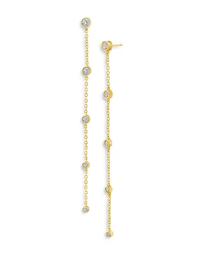 Kenneth Jay Lane Delicate Cubic Zirconia Chain Drop Earrings In Gold