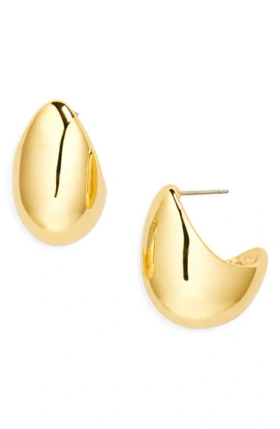 Kenneth Jay Lane Domed Huggie Hoop Earrings In Gold