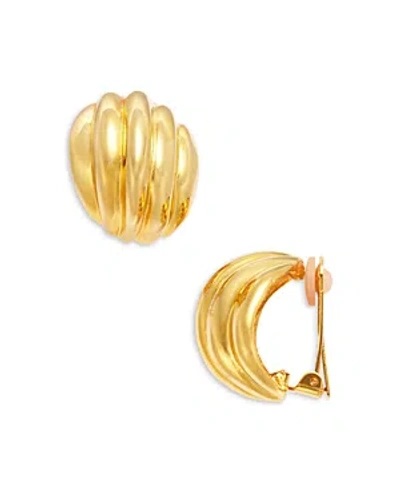 Kenneth Jay Lane Domed Ribbed Clip On Earrings In Gold