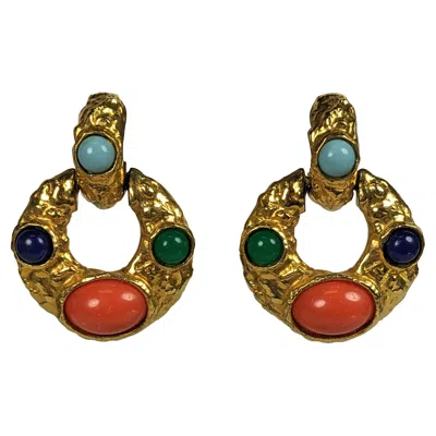 Pre-owned Kenneth Jay Lane Door Knocker Earrings In Multi