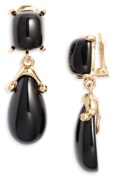 Kenneth Jay Lane Double Drop Clip-on Earrings In Black