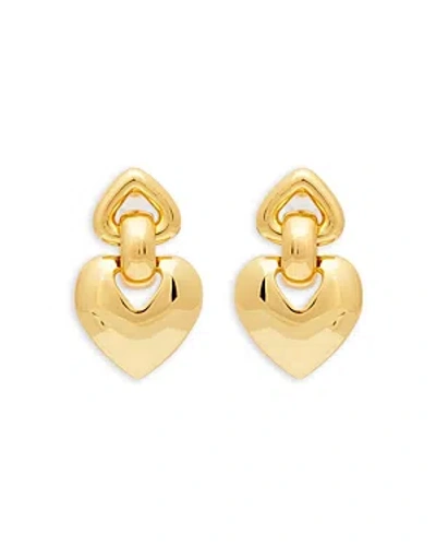 Kenneth Jay Lane Double Heart Drop Earrings, 2l In Gold