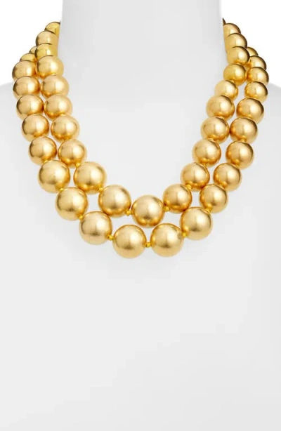 Kenneth Jay Lane Double Row Ball Necklace In Gold