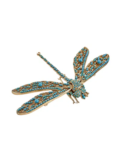 Kenneth Jay Lane Dragonfly Turquoise Pin In Blue