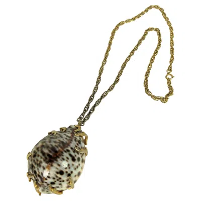 Pre-owned Kenneth Jay Lane Early  Cowrie Shell Pendant In Multi
