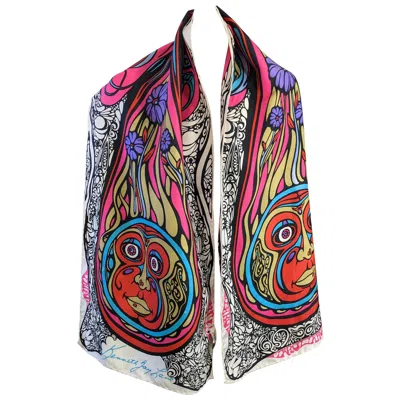 Pre-owned Kenneth Jay Lane Early  Pop Art Scarf In Brown