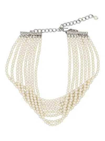 Kenneth Jay Lane Eight Row Pearl Choker Necklace In White