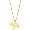 Kenneth Jay Lane Elephant Pendant Necklace In Polished Gold