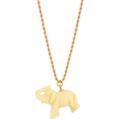 Kenneth Jay Lane Elephant Pendant Necklace In Polished Gold