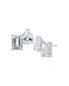 Kenneth Jay Lane Emerald Cut & Pear Shaped Cubic Zirconia Stud Earrings In Metallic