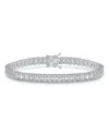 Kenneth Jay Lane Emerald Cut Cubic Zirconia Tennis Bracelet In Rhodium Plated In Silver