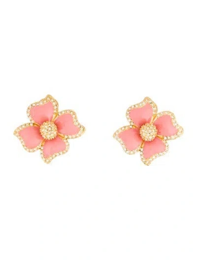 Pre-owned Kenneth Jay Lane Enamel & Crystal Clip-on Earrings In Multi