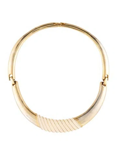 Pre-owned Kenneth Jay Lane Enamel Choker Necklace, 5.5" In Multi