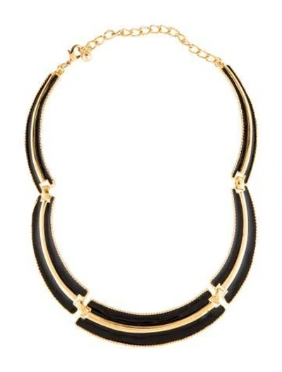 Pre-owned Kenneth Jay Lane Enamel Collar Necklace, 17" In Black