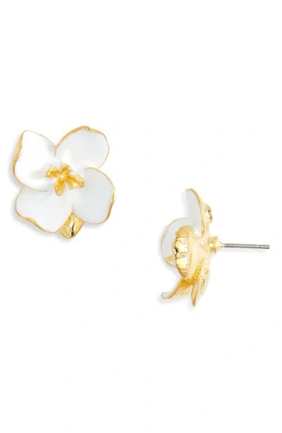 Kenneth Jay Lane Enamel Flower Earrings In Gold