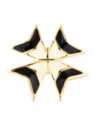 Pre-owned Kenneth Jay Lane Enamel Maltese Cross Pin Brooch In Multi