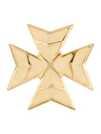 Pre-owned Kenneth Jay Lane Enamel Maltese Cross Pin Brooch In Multicolor