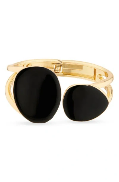 Kenneth Jay Lane Enamel Oval Cuff Bracelet In Gold