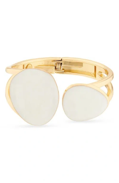 Kenneth Jay Lane Enamel Oval Cuff Bracelet In Gold