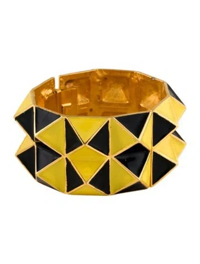 Pre-owned Kenneth Jay Lane Enamel Pyramid Bracelet, 7" In Multi