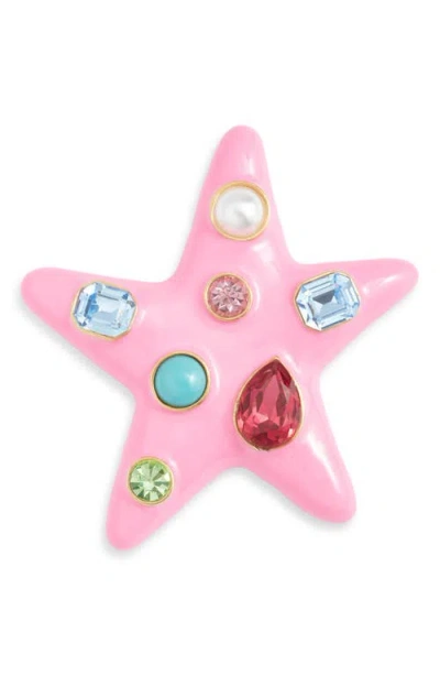 Kenneth Jay Lane Enamel Star Pin In Red