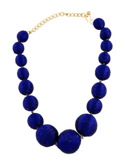 Pre-owned Kenneth Jay Lane Fabric Chain Necklace, 20.75" In Blue
