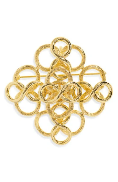 Kenneth Jay Lane Fancy Swirls Pin In Gold