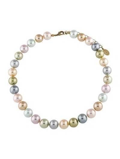 Pre-owned Kenneth Jay Lane Faux Pearl & Cord Strand Necklace, 22" In Multi