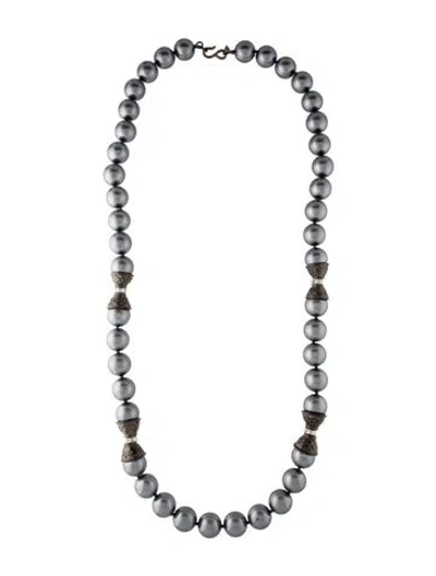 Pre-owned Kenneth Jay Lane Faux Pearl & Crystal Bead Strand Necklace, 34.25" In Multi