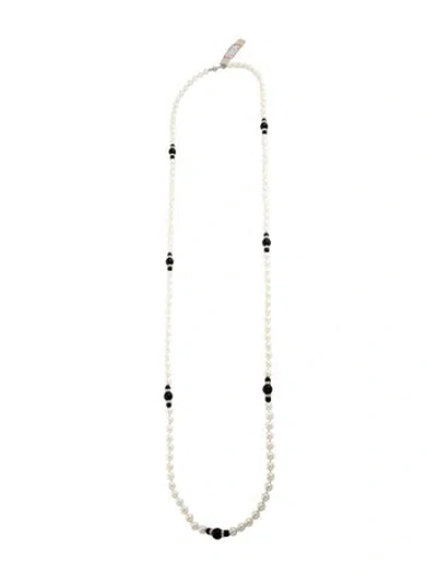 Pre-owned Kenneth Jay Lane Faux Pearl & Crystal Bead Strand Necklace, 51" In Multicolor