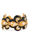 Kenneth Jay Lane Faux Pearl & Crystal Bracelet In Polished Gold