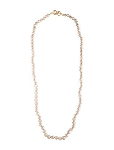 Pre-owned Kenneth Jay Lane Faux Pearl Bead Strand Necklace, 32" In Multicolor