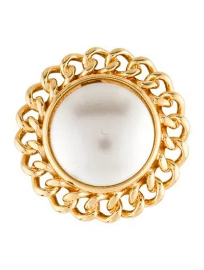 Pre-owned Kenneth Jay Lane Faux Pearl Brooch Pendant In Multi