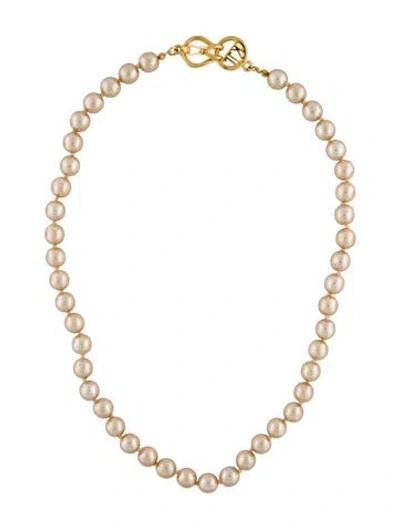 Pre-owned Kenneth Jay Lane Faux Pearl Choker Necklace, 18" In Multi