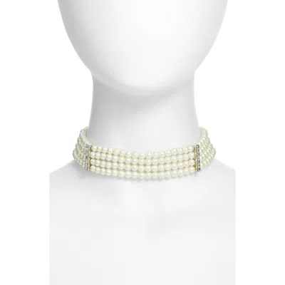 Kenneth Jay Lane Faux Pearl Choker Necklace In Yellow