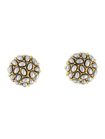 Pre-owned Kenneth Jay Lane Faux Pearl Clip-on Earrings In Multi
