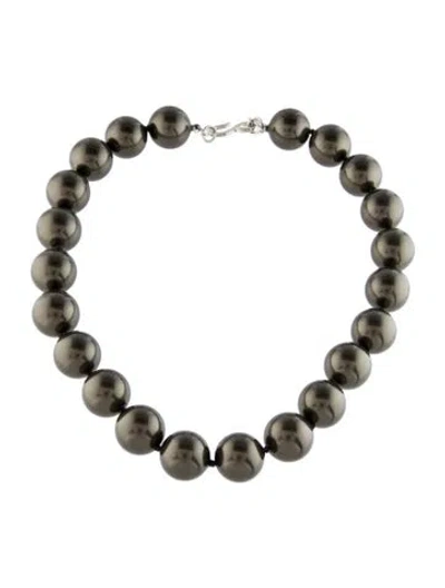 Pre-owned Kenneth Jay Lane Faux Pearl Collar Necklace, 16.5" In Green