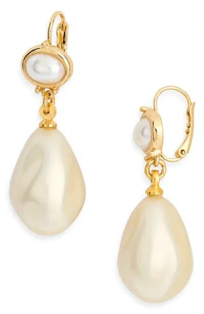 Kenneth Jay Lane Faux Pearl Drop Earrings In White
