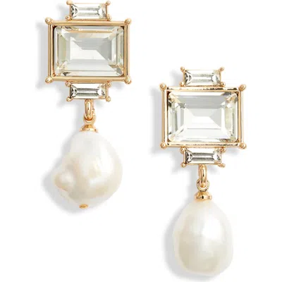 Kenneth Jay Lane Faux Pearl Drop Earrings In White