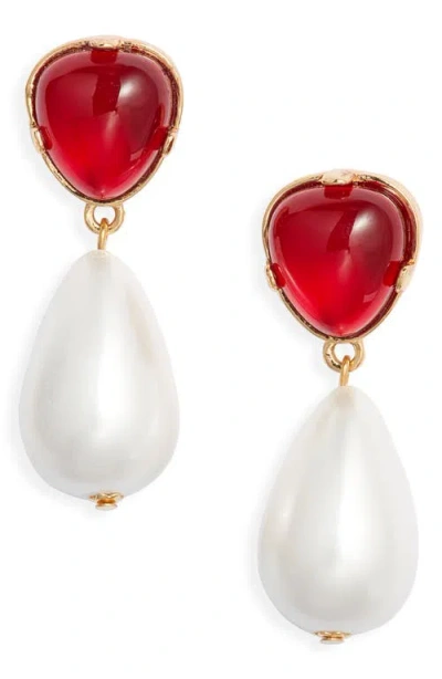 Kenneth Jay Lane Faux Pearl Drop Earrings In White