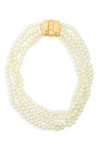 Kenneth Jay Lane Faux Pearl Layered Necklace In White