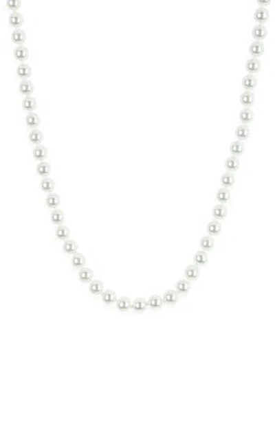 Kenneth Jay Lane Faux Pearl Long Necklace In Metallic